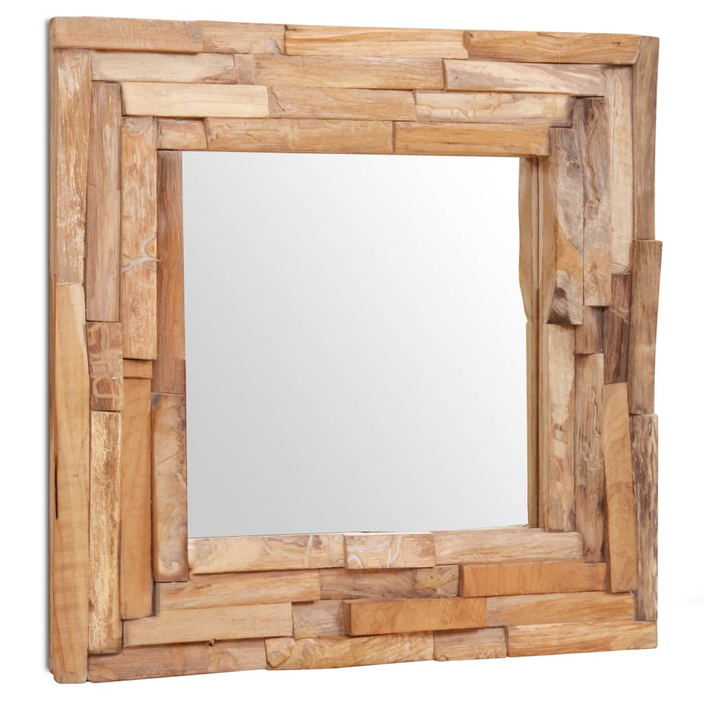 Decorative Mirror Teak 60x60 cm Square - Discount Dealers
