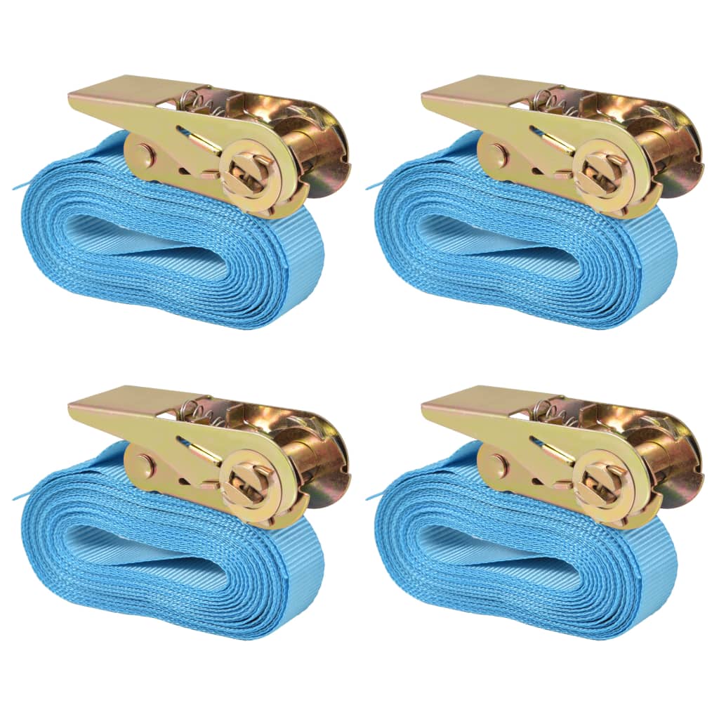 Ratchet Tie Down Straps 4 pcs 0.8 Tonnes 6mx25mm Blue - Design Hut