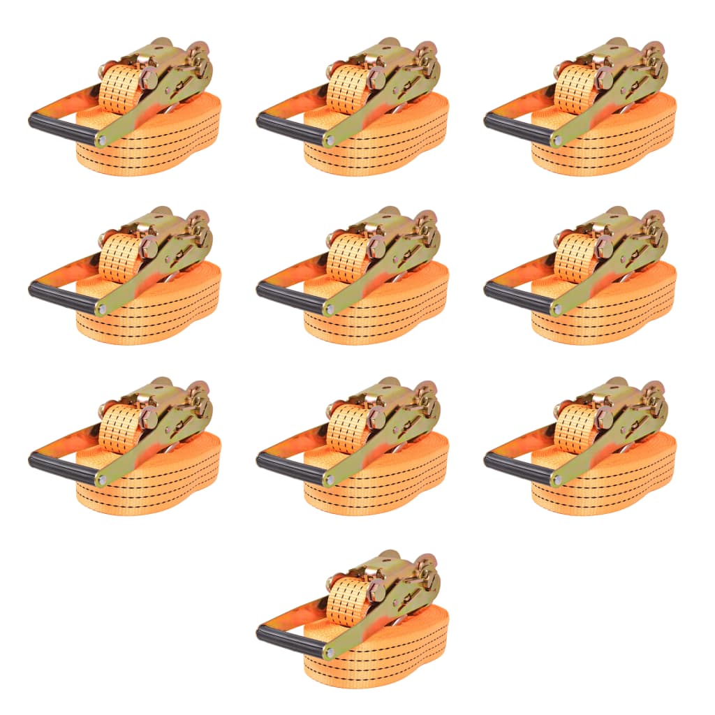 Ratchet Tie Down Straps 10 pcs 2 Tonnes 8mx50mm Orange - Sid & Sam