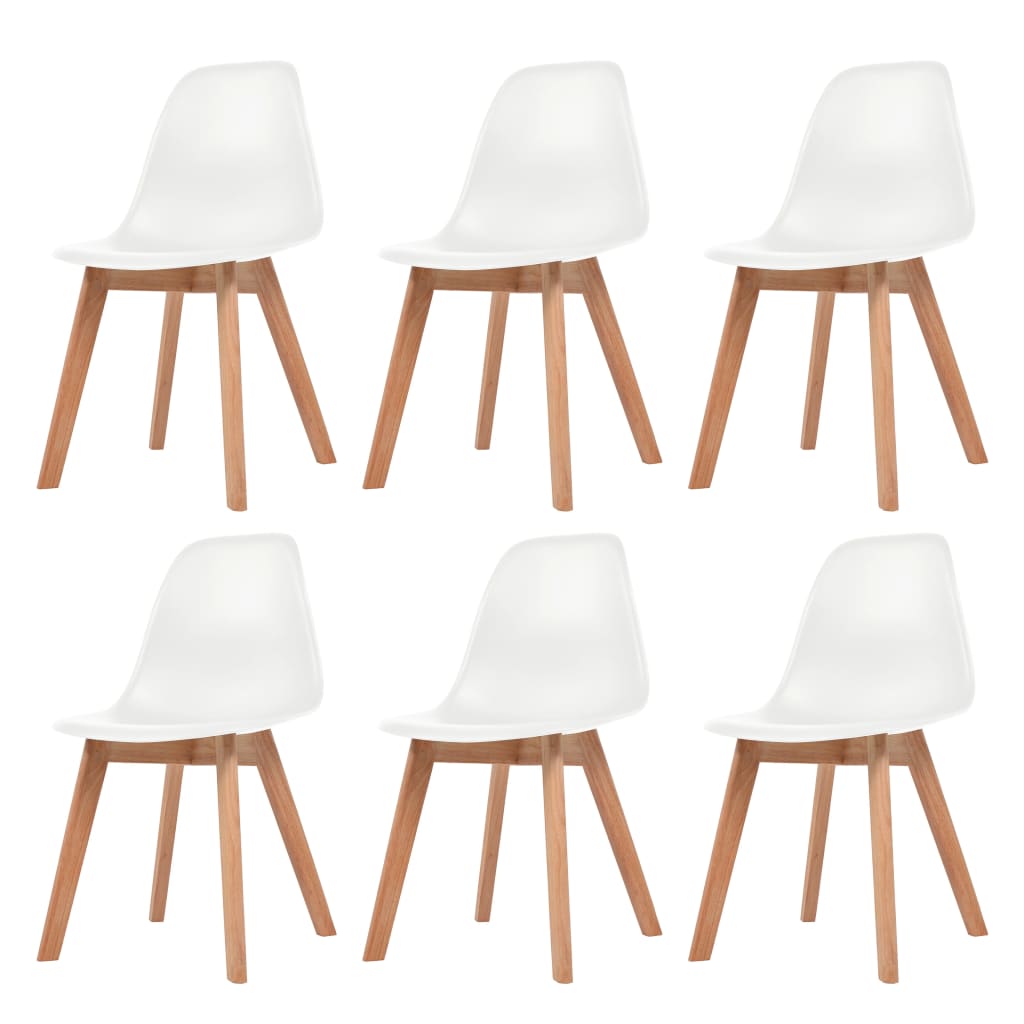 Dining Chairs 6 pcs White Plastic - Merkel Designers