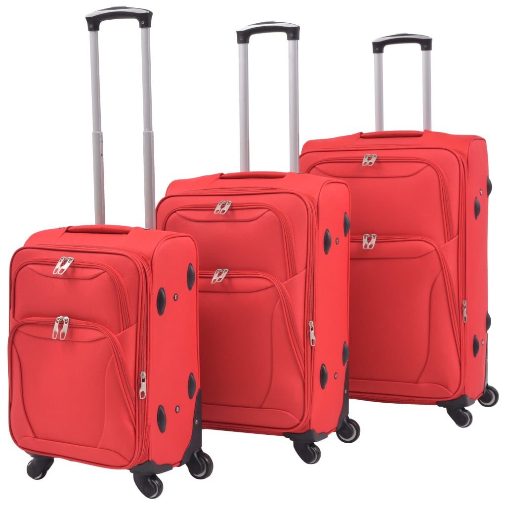 3 Piece Soft Case Trolley Set Red - Tyrell & Tyrell