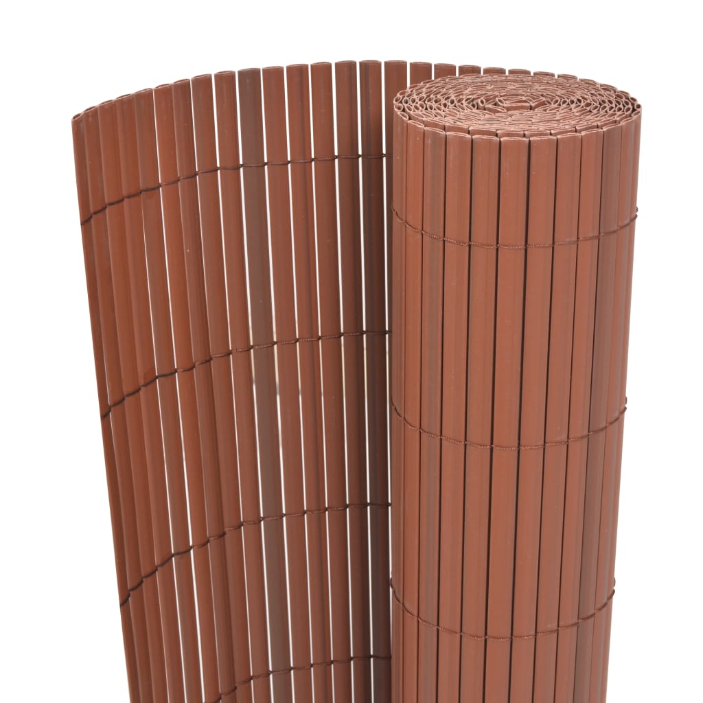 Double-Sided Garden Fence PVC 90x300 cm Brown - The Home Maker