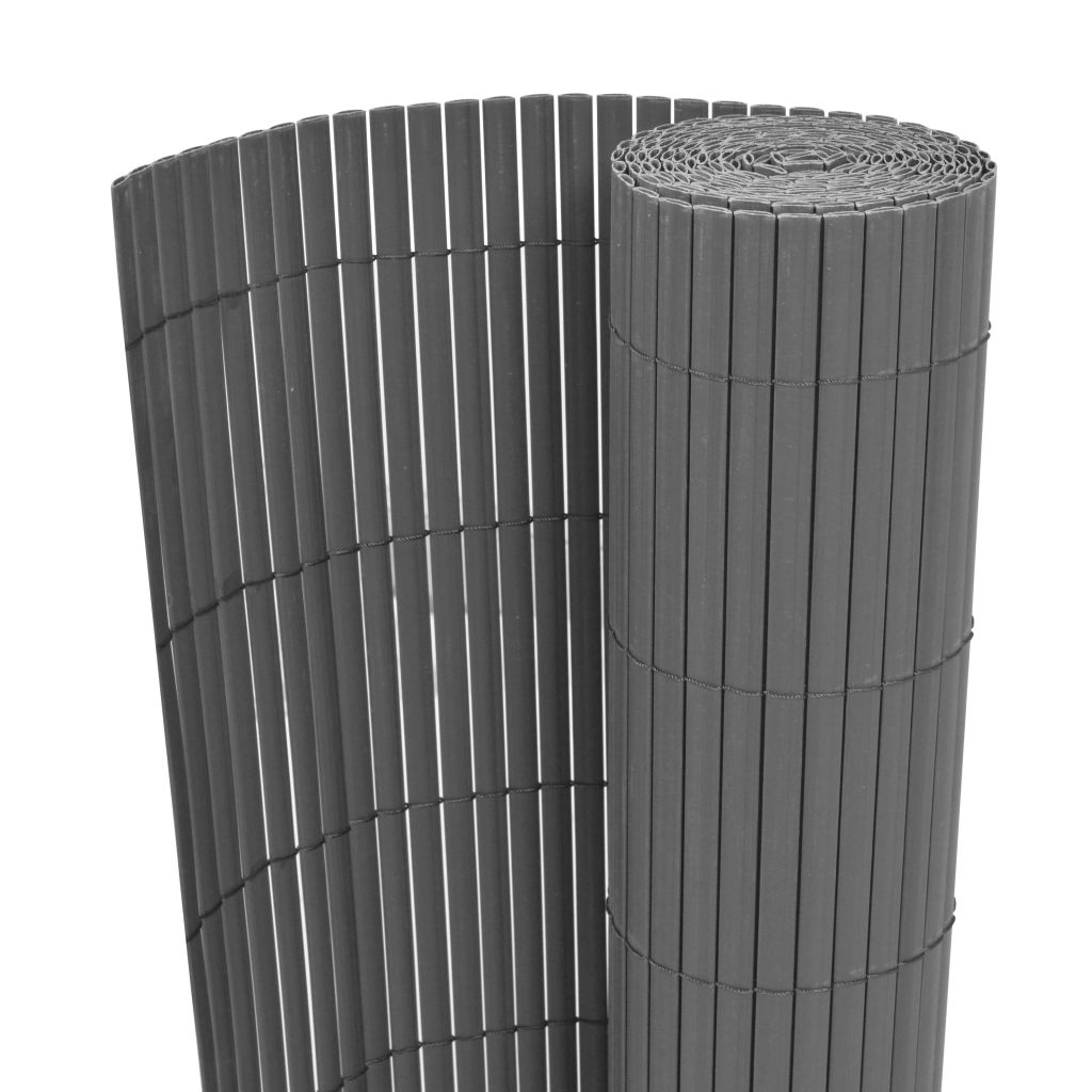 Double-Sided Garden Fence PVC 150x500 cm Grey - Decor Base