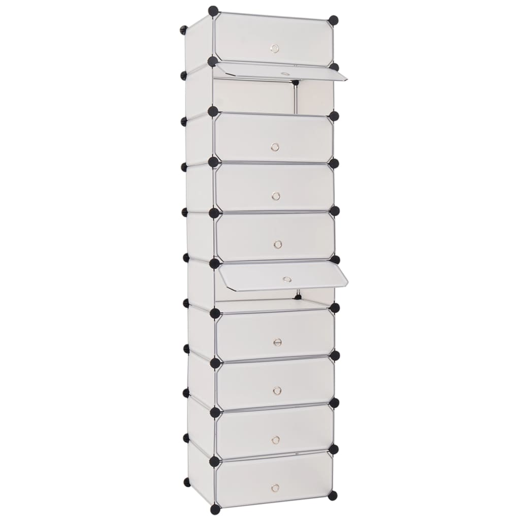 Interlocking Shoe Organiser with 10 Compartments White - The Home Maker