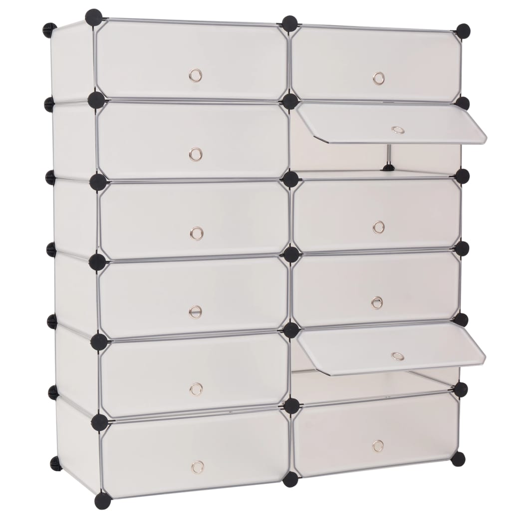 Interlocking Shoe Organiser with 12 Compartments White - R and M Furniture