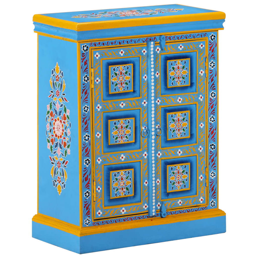 Sideboard Solid Mango Wood Turquoise Hand Painted - Discount Dealers