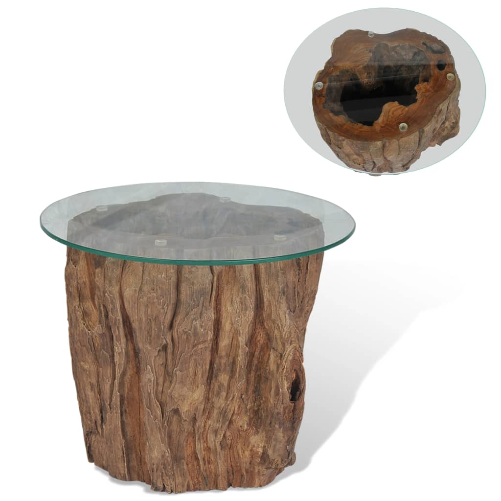 Coffee Table Teak Glass 50x40 cm - Direct Imports
