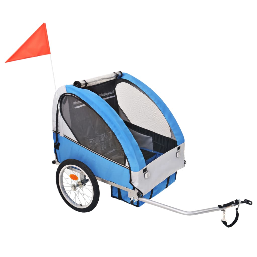 Bike Trailer Grey and Blue 30 kg - Discount Dealers