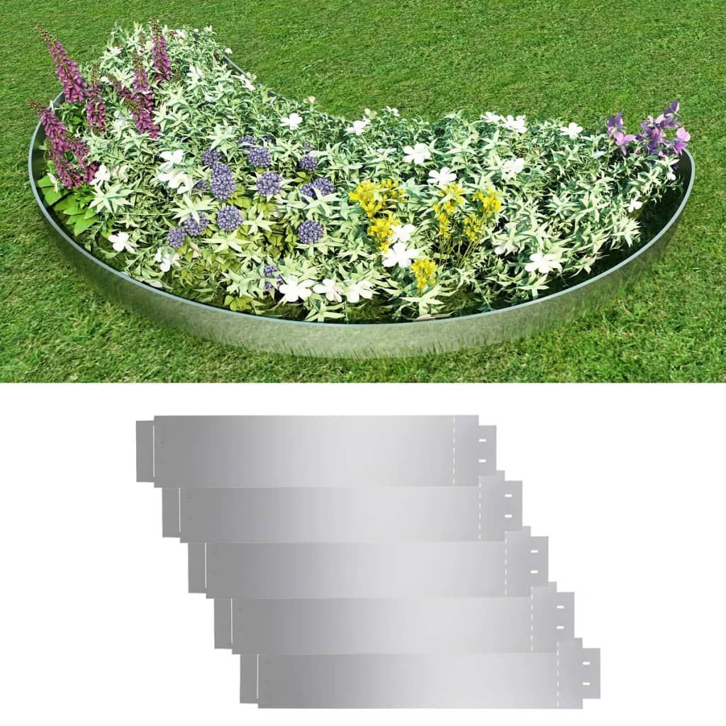 Lawn Fences 5 pcs Galvanised Steel 100x20 cm - Unbeatable Bargains