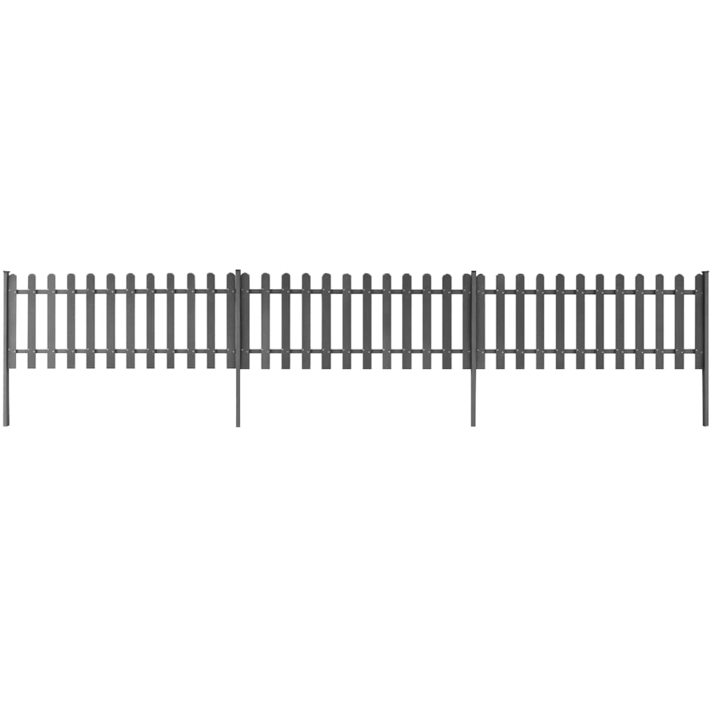 Picket Fence with Posts 3 pcs WPC 600x60 cm - R and M Furniture