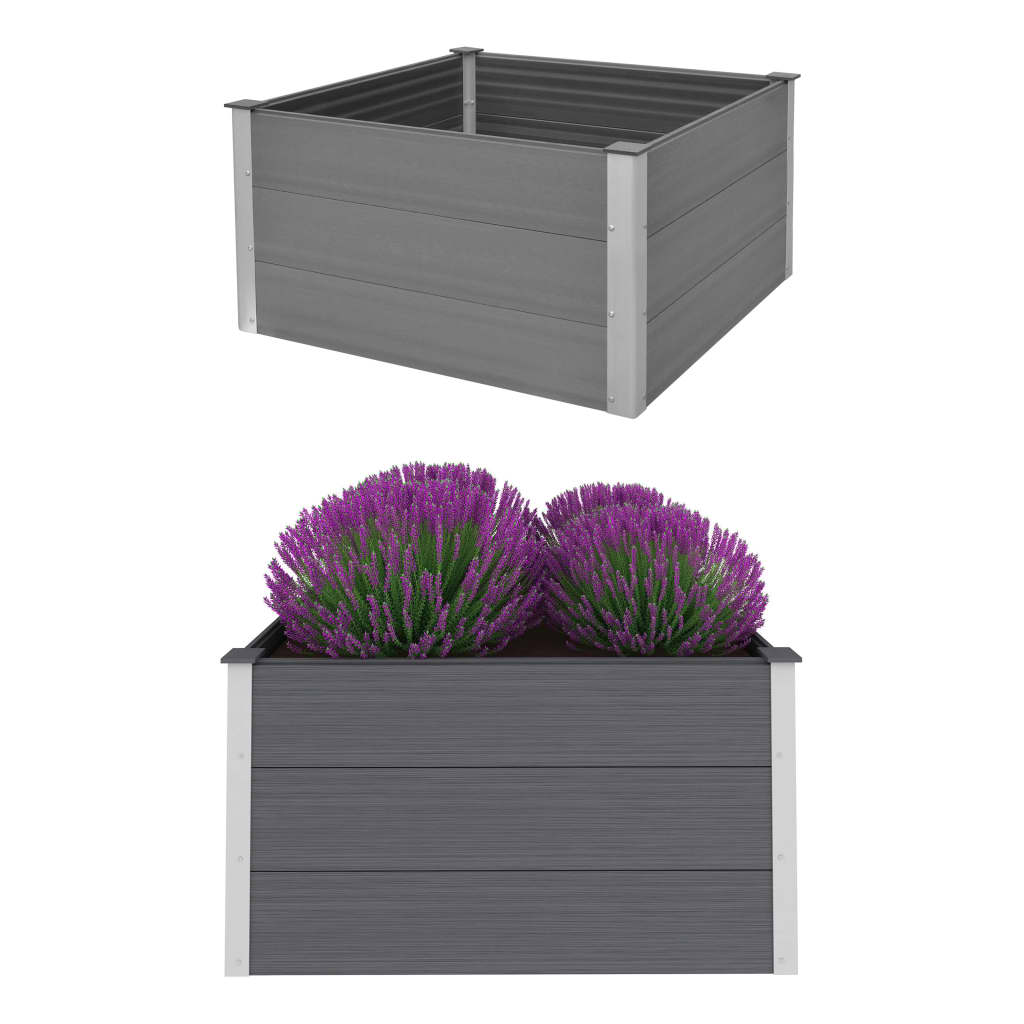 Garden Raised Bed WPC 100x100x54 cm Grey - Merkel Designers