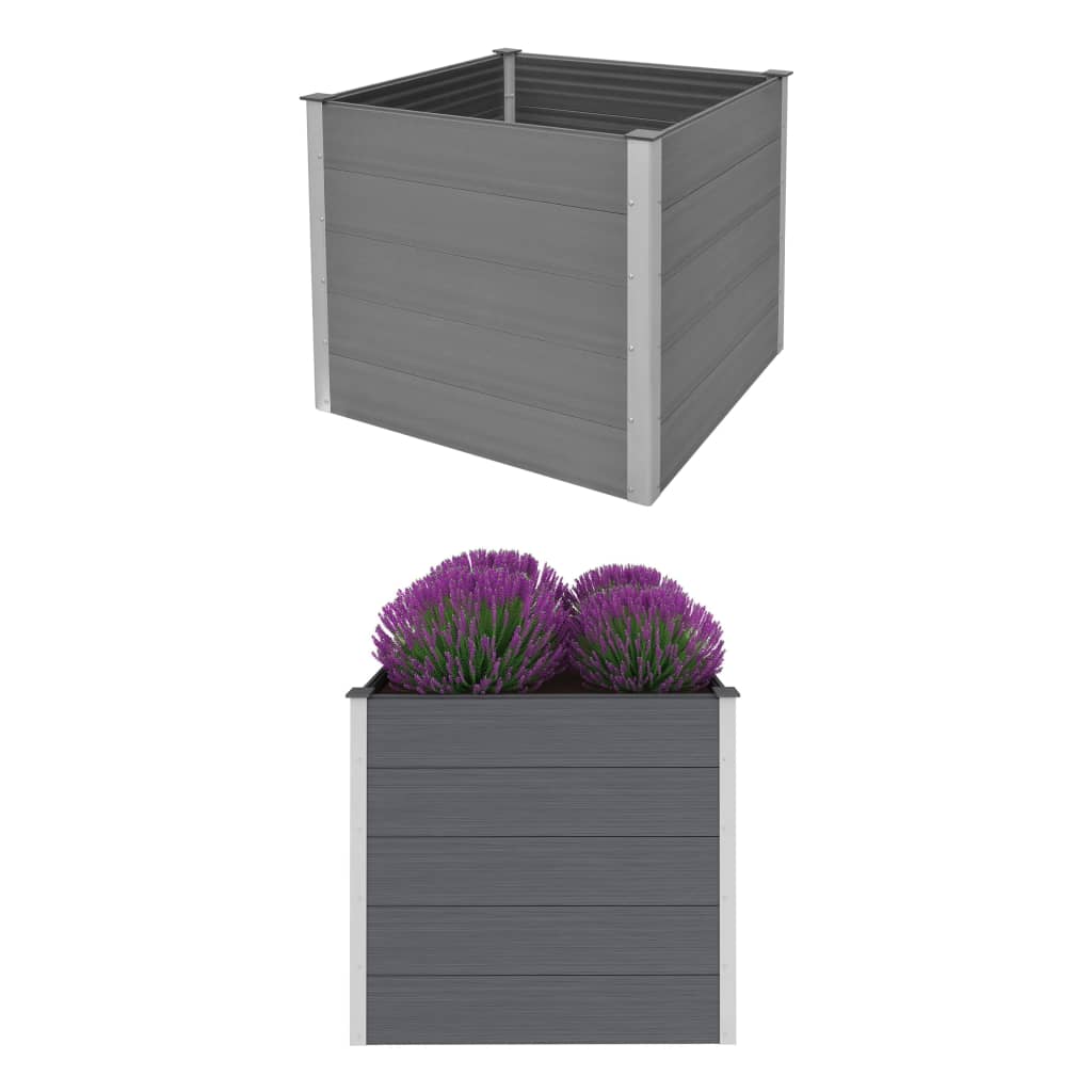 Garden Raised Bed WPC 100x100x91 cm Grey - The Home Maker
