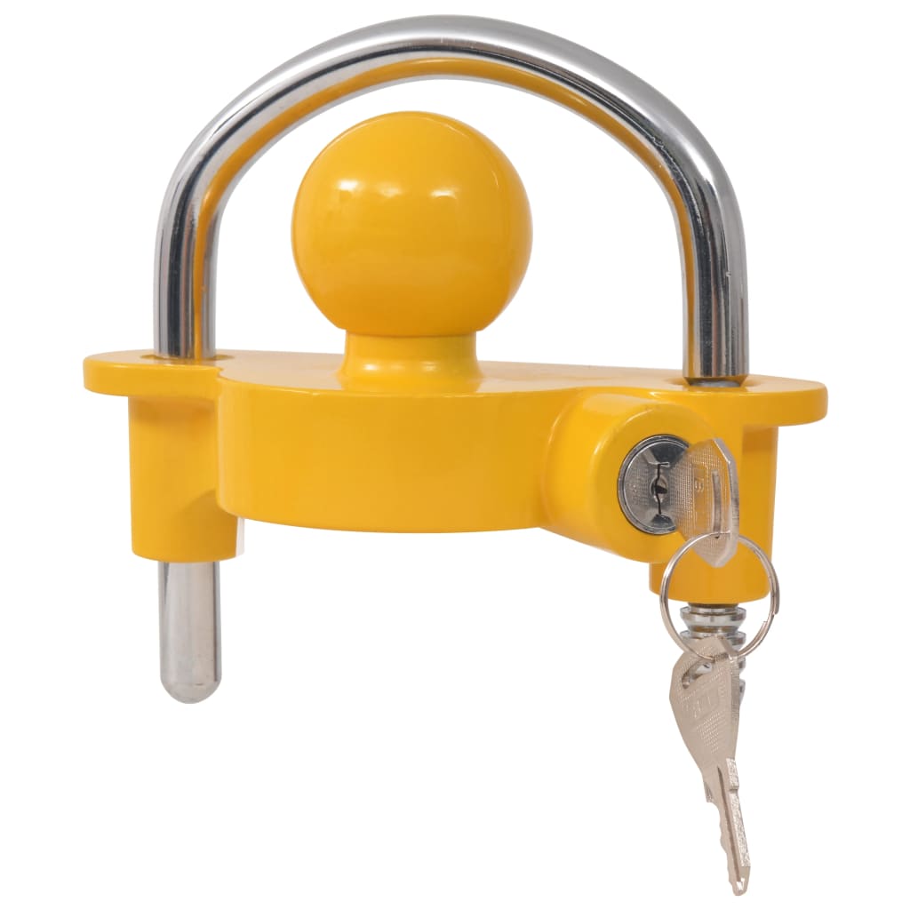Trailer Lock with 2 Keys Steel and Aluminium Alloy Yellow - Unbeatable Bargains