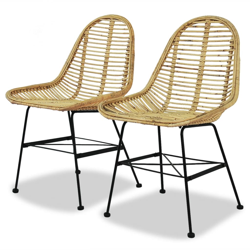 Dining Chairs 2 pcs Natural Rattan - Style and Chic