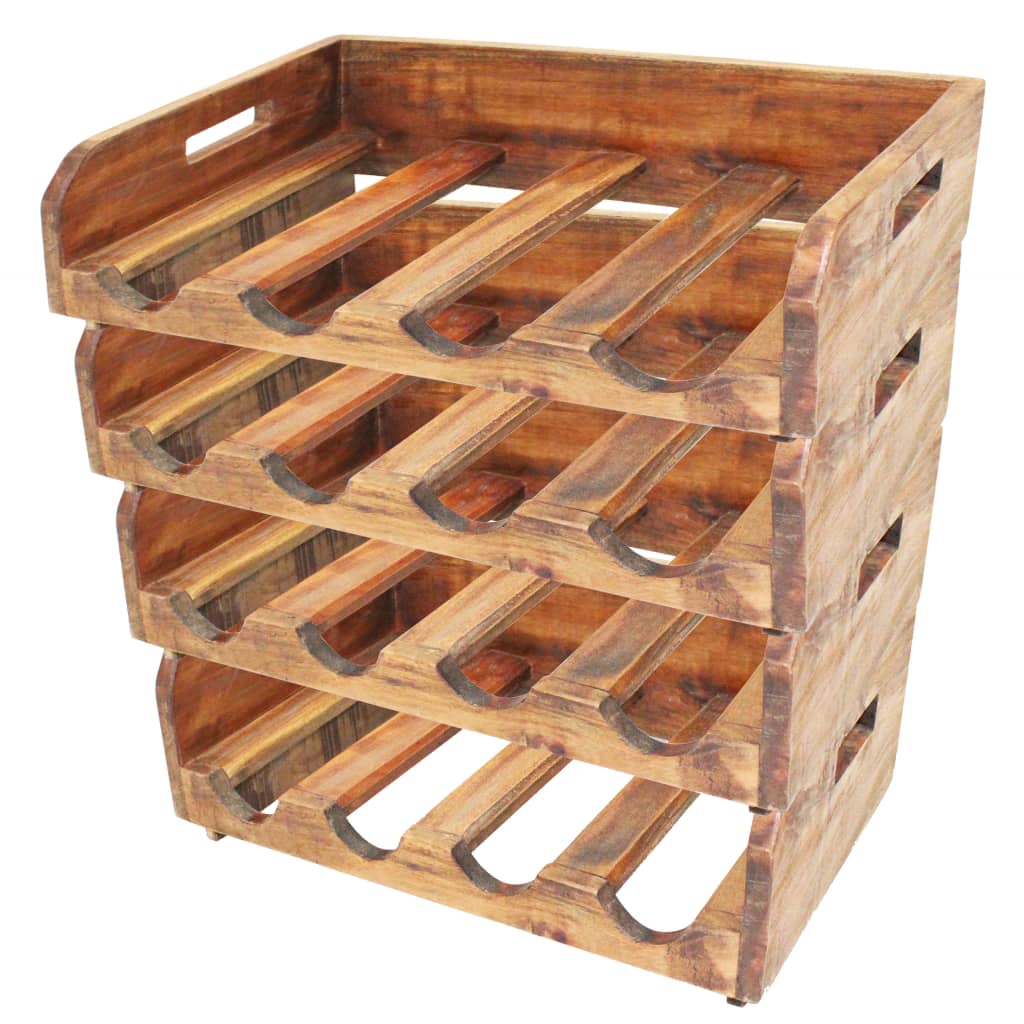 Wine Racks 4 pcs for 16 Bottles Solid Reclaimed Wood - Millennium Furniture