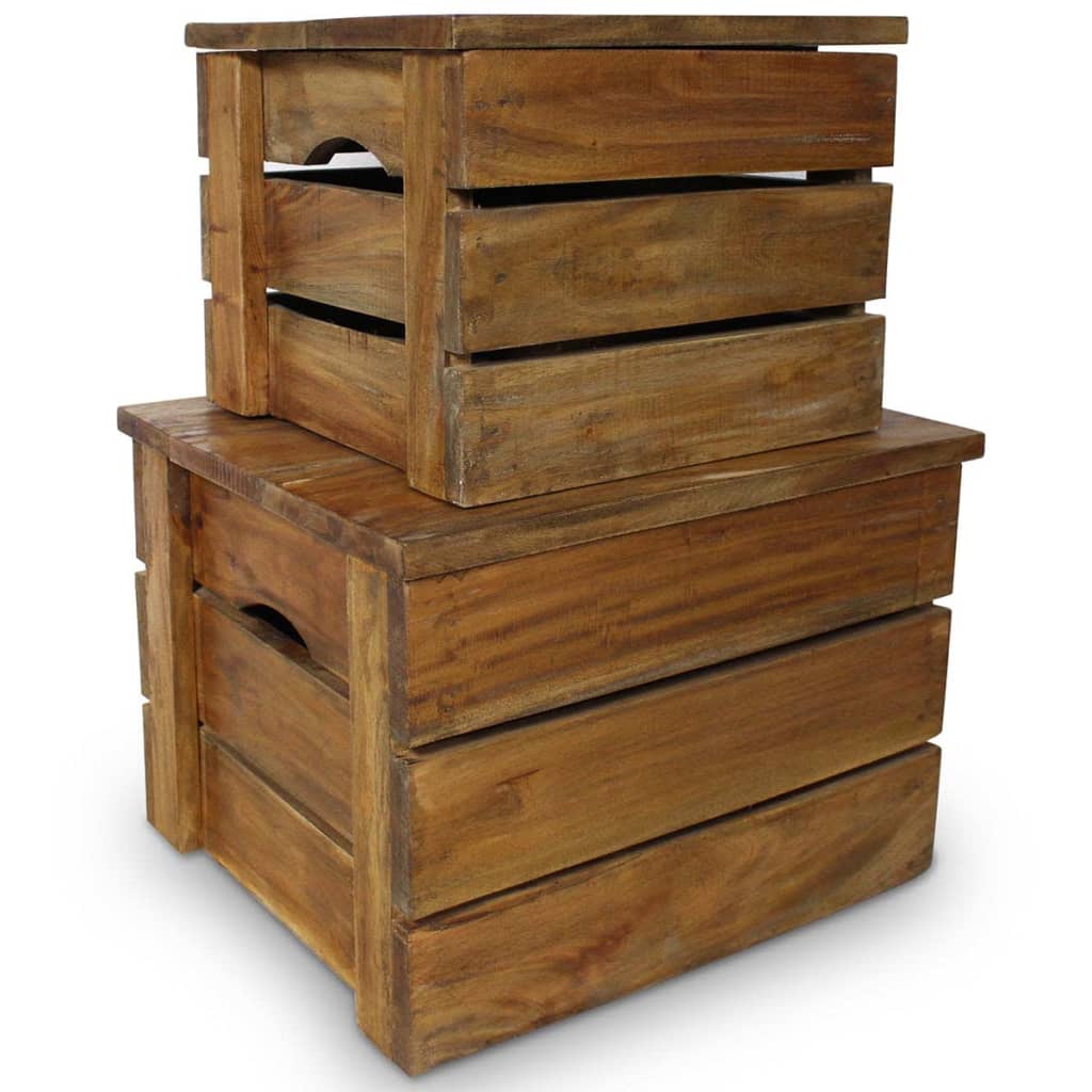 Storage Crate Set 2 Pieces Solid Reclaimed Wood - All Things Good