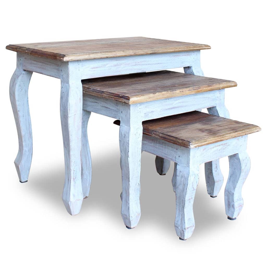 Nesting Table Set 3 Pieces Solid Reclaimed Wood - Merkel Designers