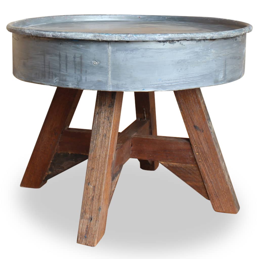 Coffee Table Solid Reclaimed Wood 60x45 cm Silver - Unbeatable Bargains