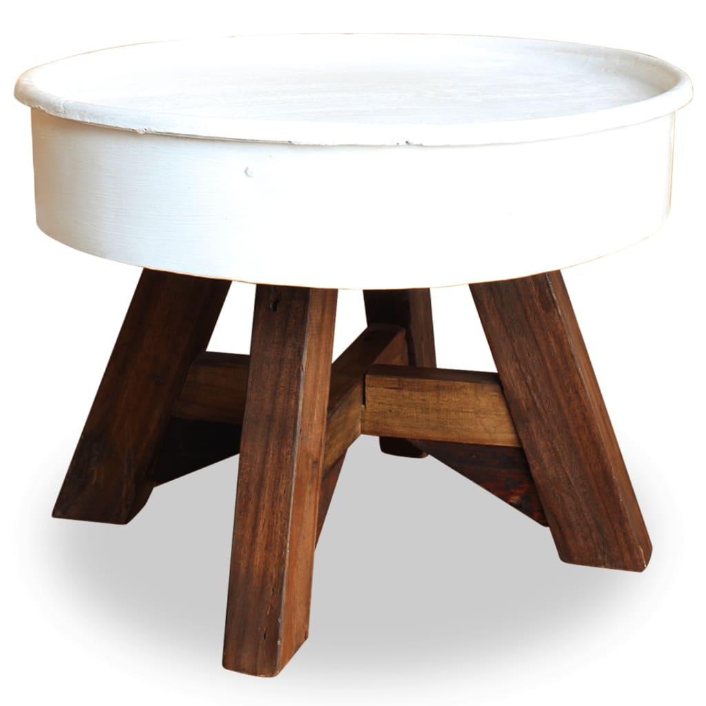 Coffee Table Solid Reclaimed Wood 60x45 cm White - Tyrell & Tyrell