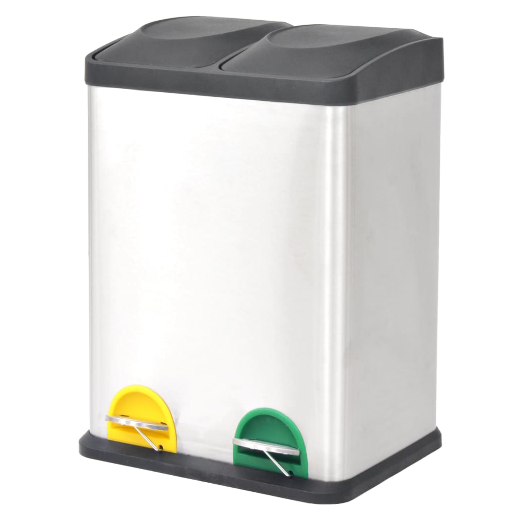 Recycling Pedal Bin Garbage Trash Bin Stainless Steel 36 L - Casper Homes