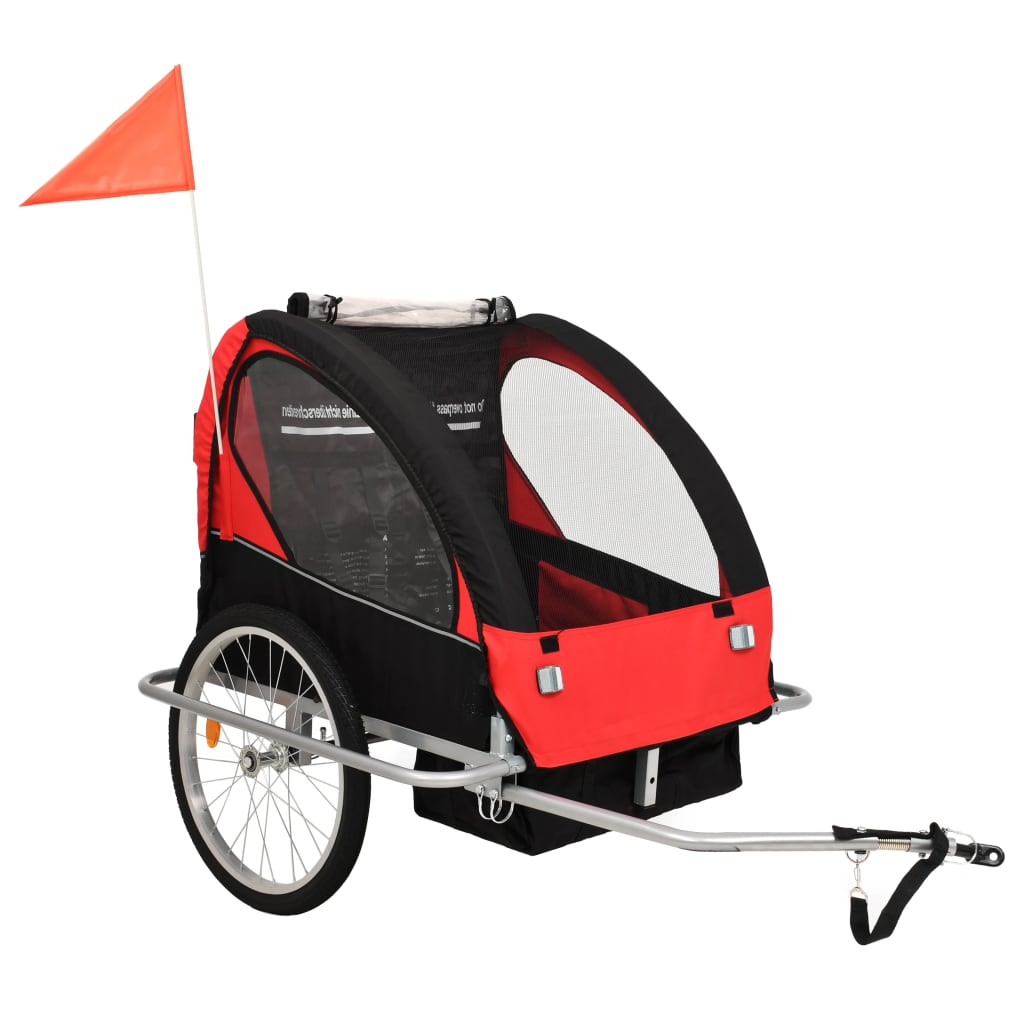 2-in-1 Bike Trailer & Stroller Black and Red - Tyrell & Tyrell