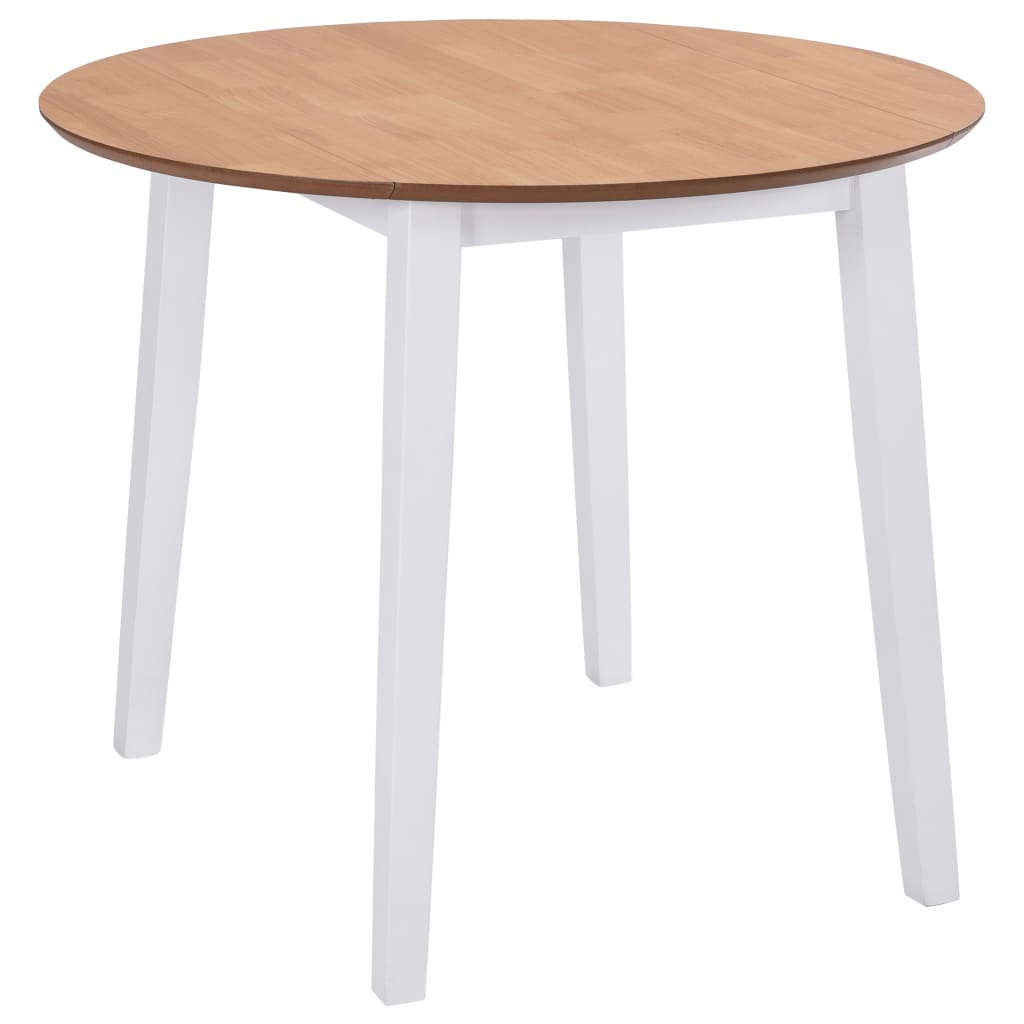 Drop-leaf Dining Table Round MDF White - All Things Good