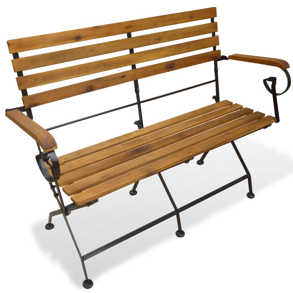 Folding Garden Bench 112 cm Solid Acacia Wood - Decor Base