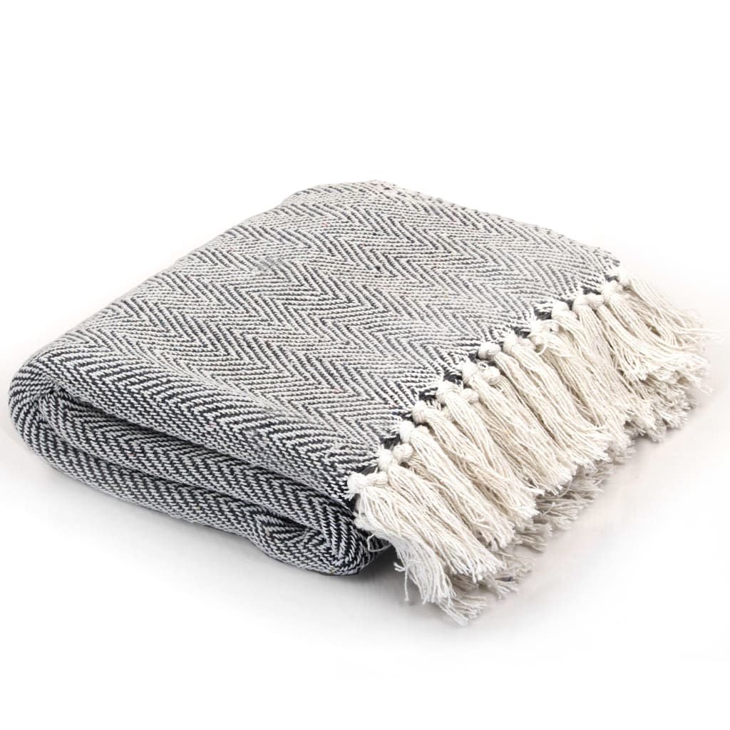 Throw Cotton Herringbone 220x250 cm Navy Blue - Merkel Designers