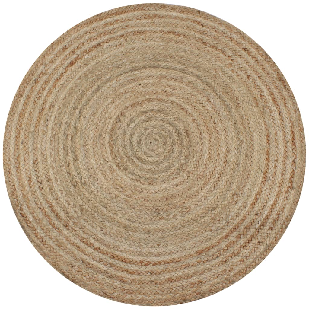 Area Rug Braided Jute 90 cm Round - Tyrell & Tyrell