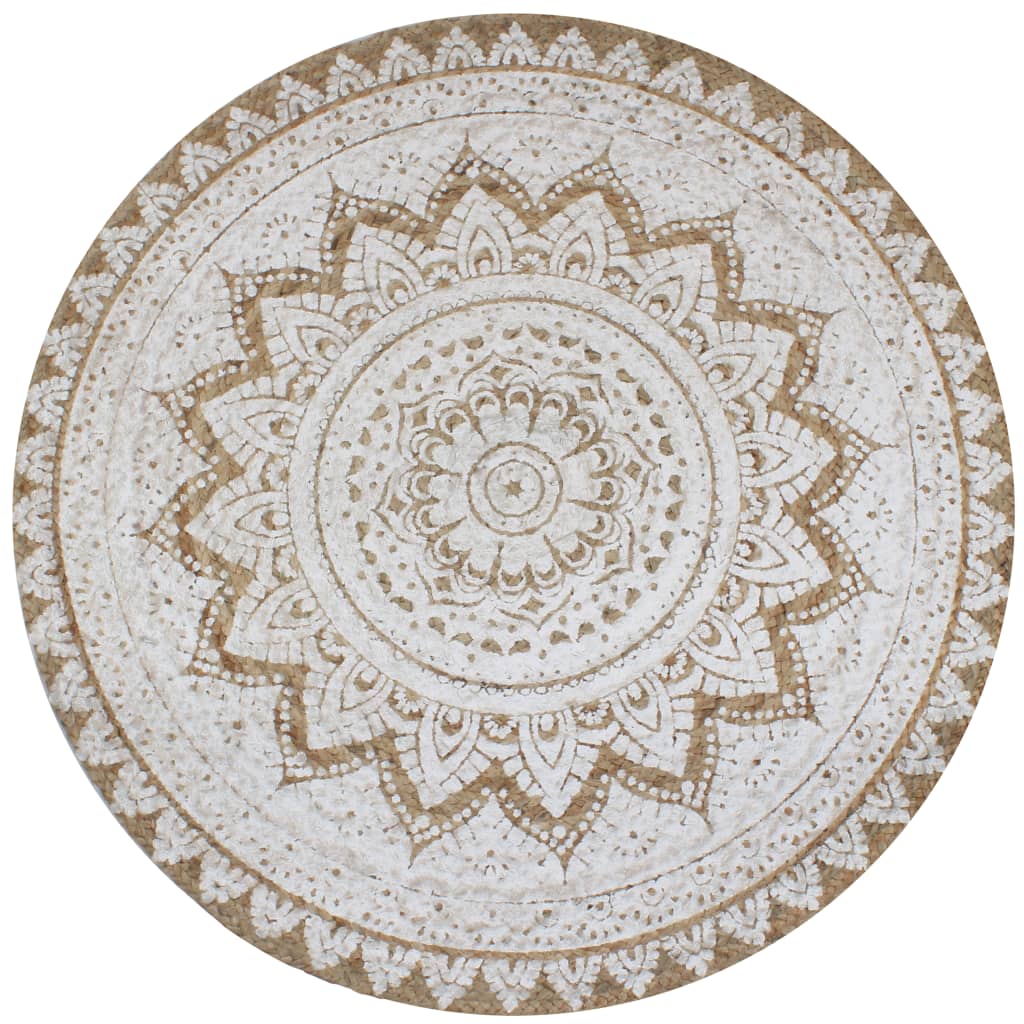 Area Rug Braided Jute Printed 120 cm Round - Merlin Deals