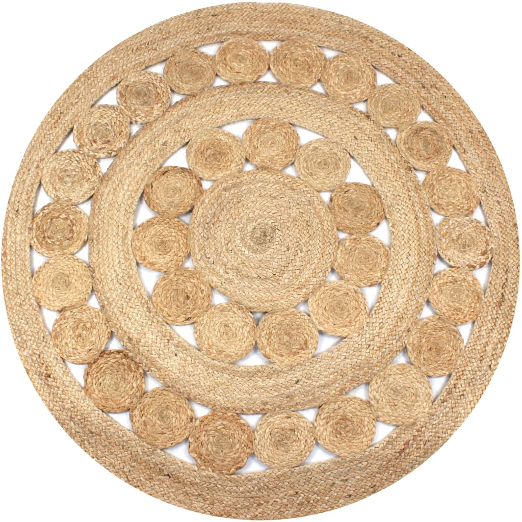 Area Rug Braided Design Jute 150cm Round - Design Hut