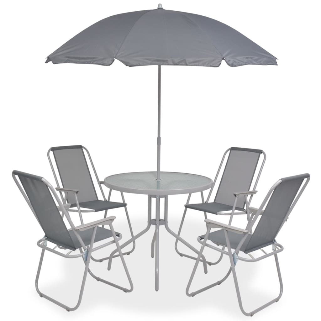 6 Piece Outdoor Dining Set Steel and Textilene Grey - All Things Good
