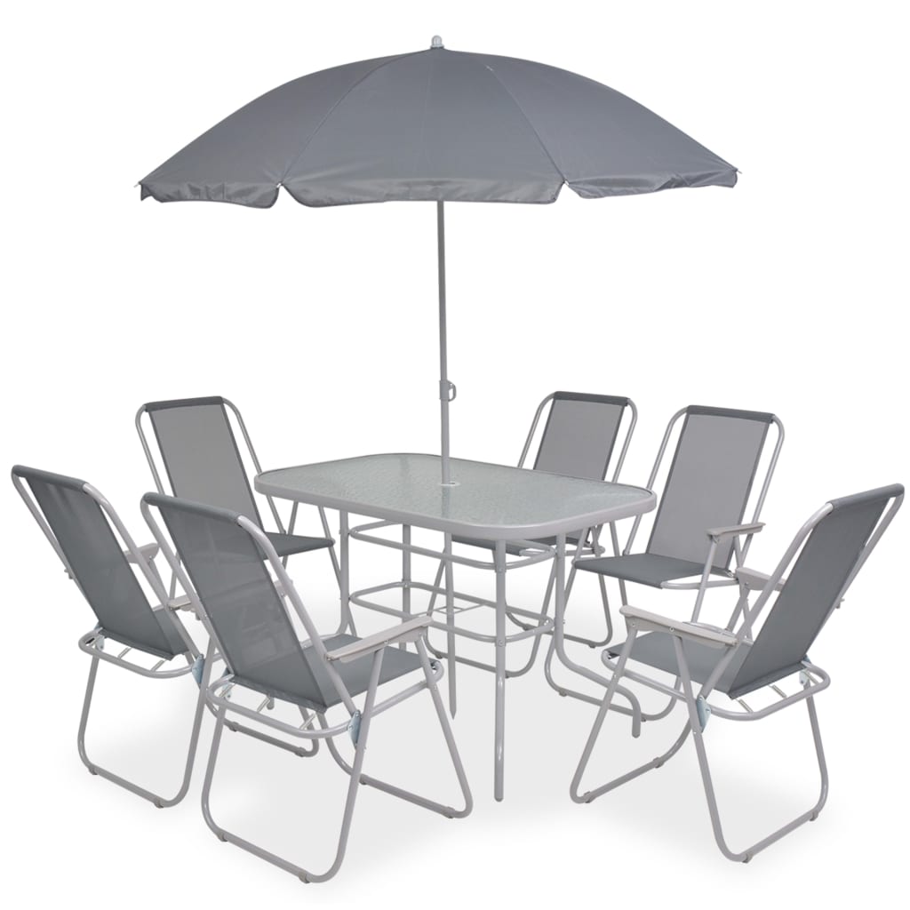 8 Piece Outdoor Dining Set Steel and Textilene Grey - Casper Homes