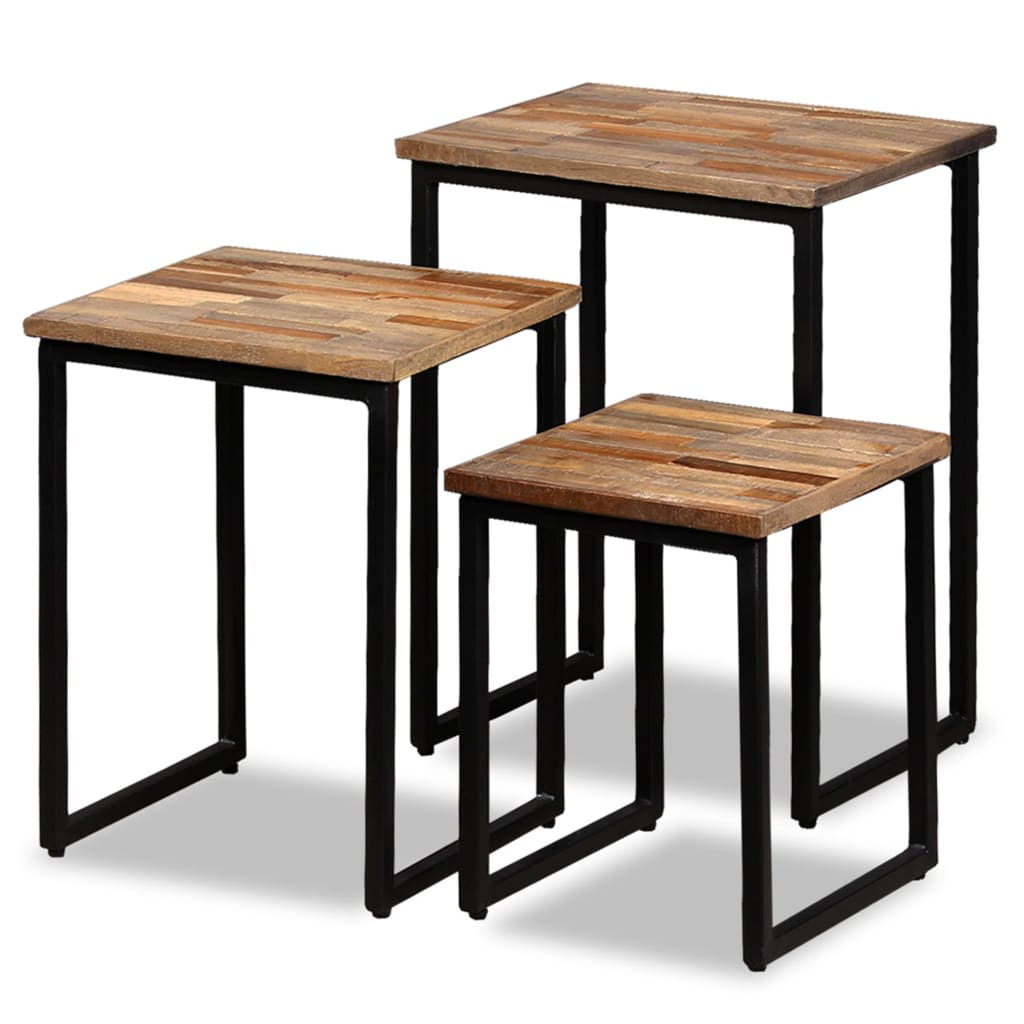 Nesting Coffee Table Set 3 Pieces Solid Reclaimed Teak - The Home Maker