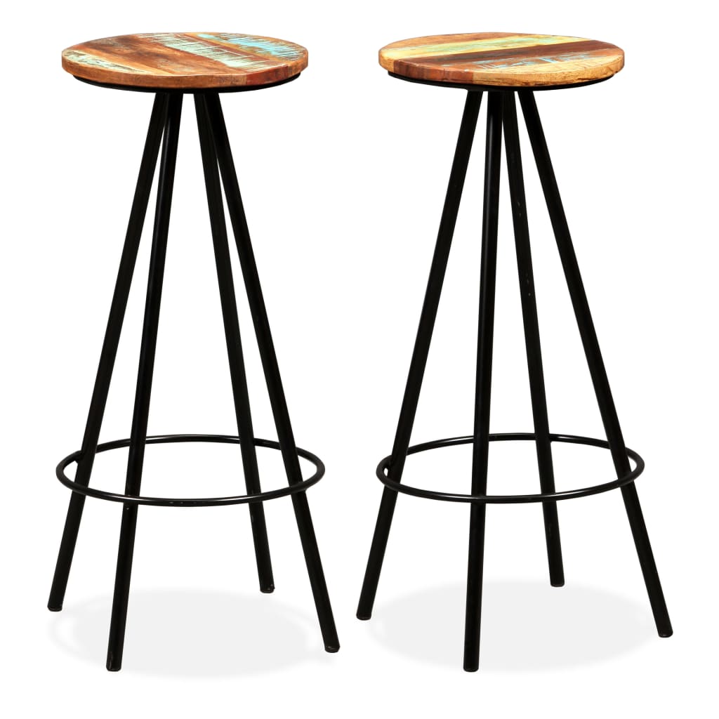 Bar Stools 2 pcs Solid Reclaimed Wood - Tyrell & Tyrell