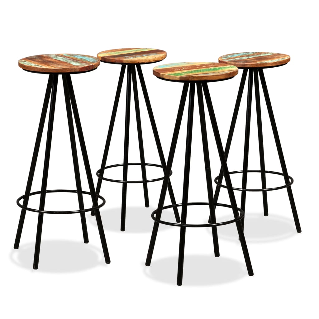 Bar Stools 4 pcs Solid Reclaimed Wood - Merlin Deals