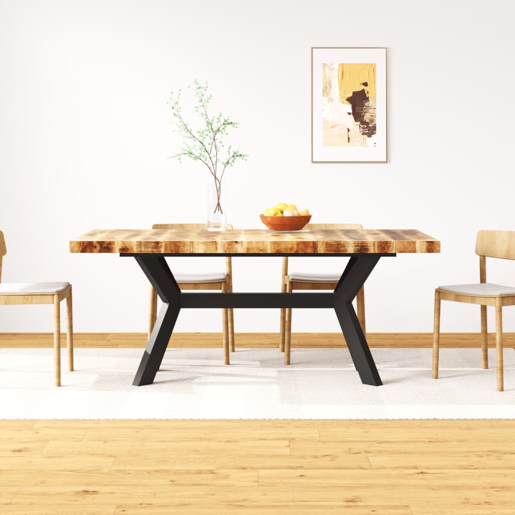 Dining Table Solid Mango Wood and Steel Cross 180 cm - Millennium Furniture