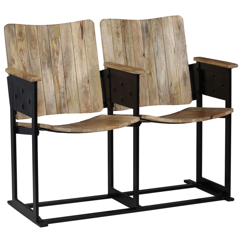 2-Seater Bench Solid Mango Wood and Steel - Millennium Furniture