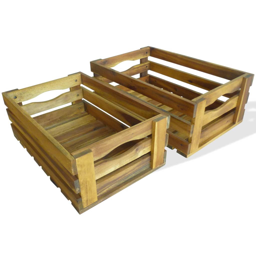 Apple Crate Set 2 Pieces Solid Acacia Wood - Millennium Furniture
