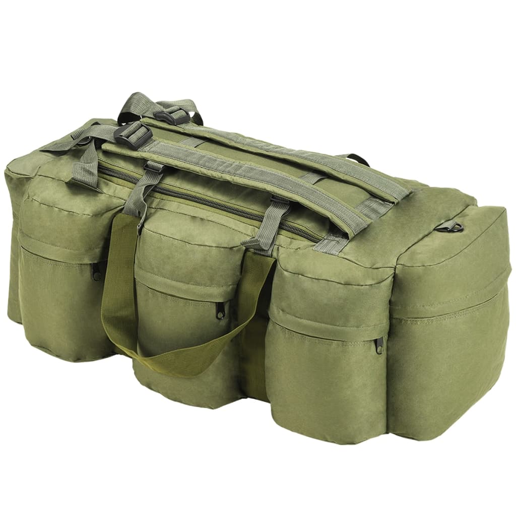 3-in-1 Army-Style Duffel Bag 90 L Olive Green - Unbeatable Bargains
