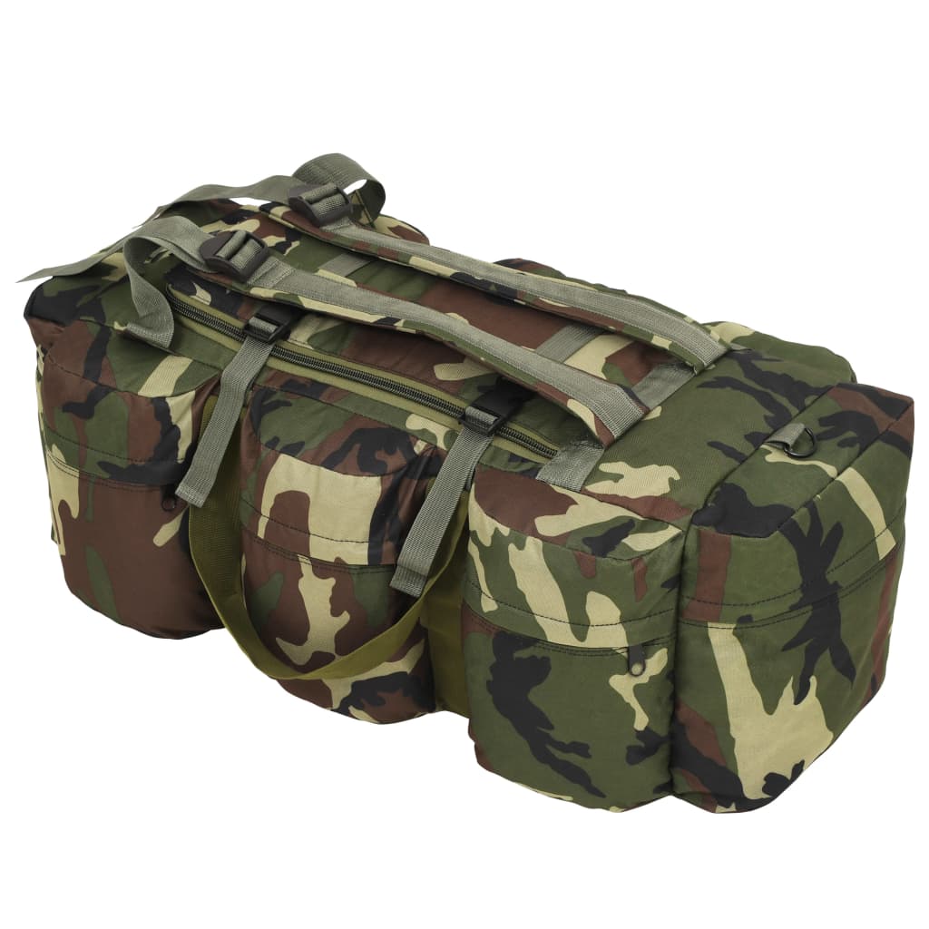 3-in-1 Army-Style Duffel Bag 90 L Camouflage - Decor Base