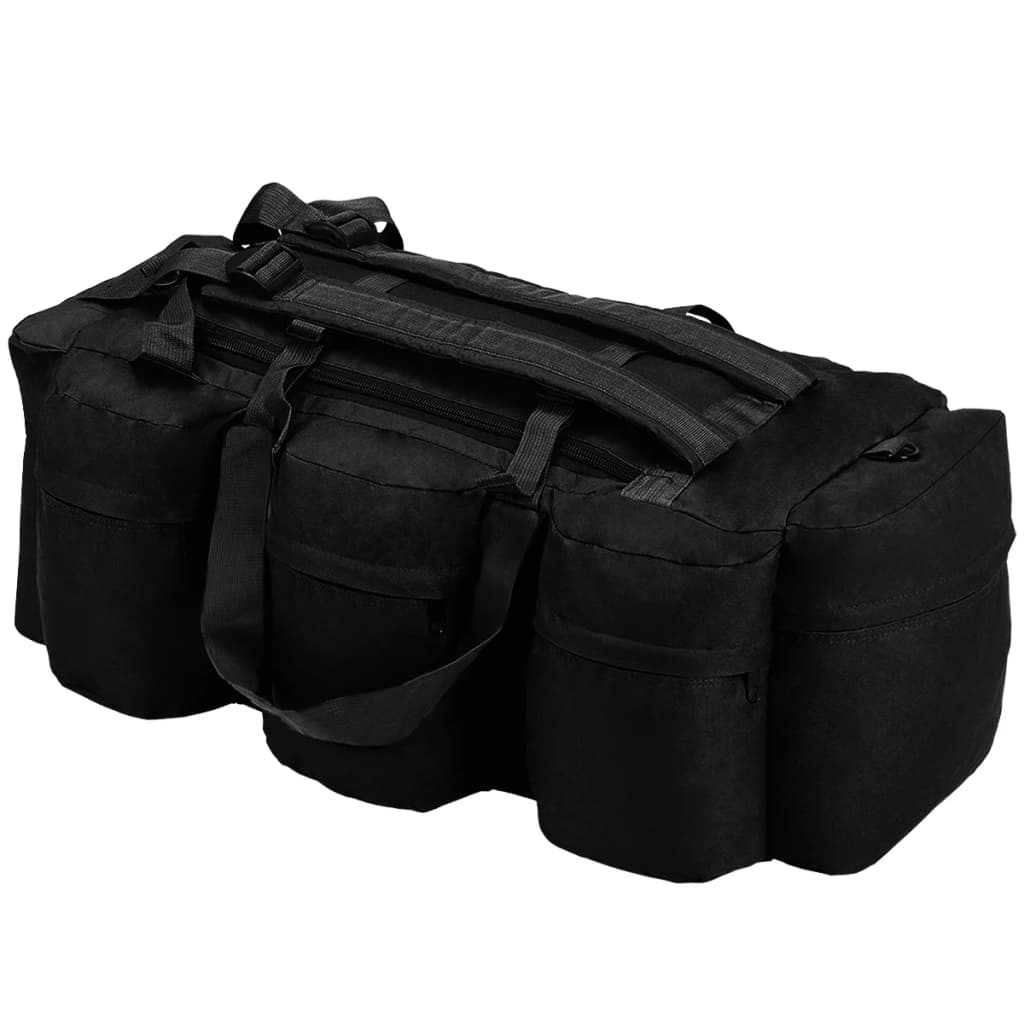 3-in-1 Army-Style Duffel Bag 90 L Black - Millennium Furniture