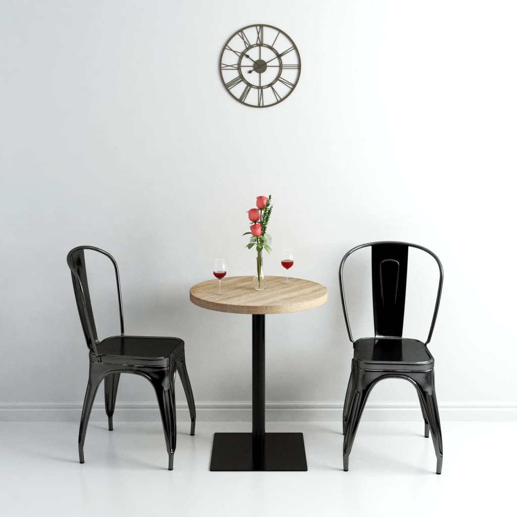 Bistro Table MDF and Steel Round 60x75 cm Oak Colour - The Home Maker