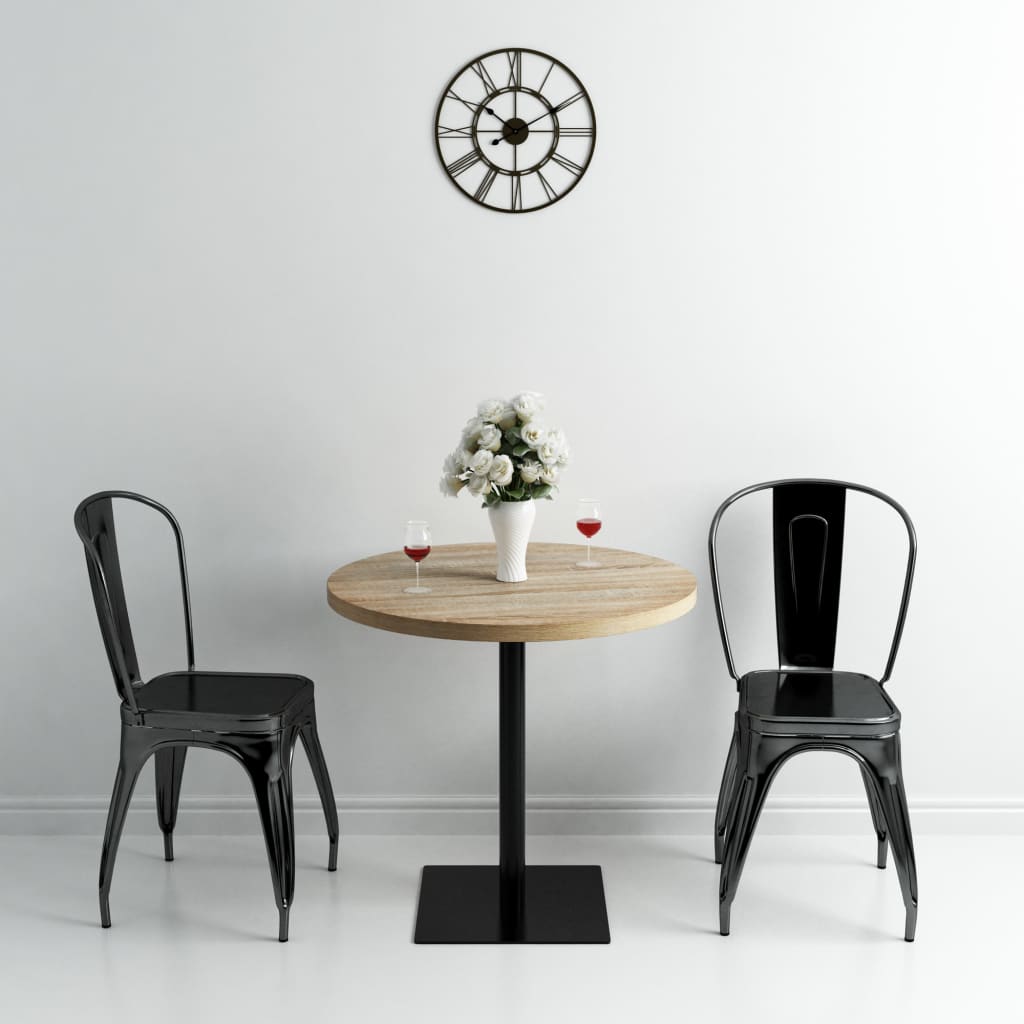 Bistro Table MDF and Steel Round 80x75 cm Oak Colour - Merlin Deals