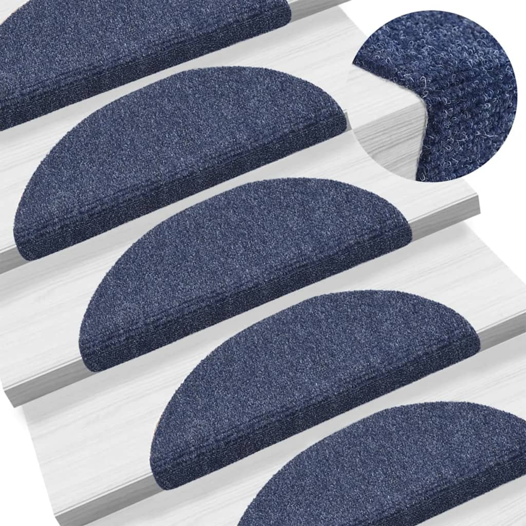 15 pcs Self-adhesive Stair Mats Needle Punch 56x17x3 cm Blue - Decor Base