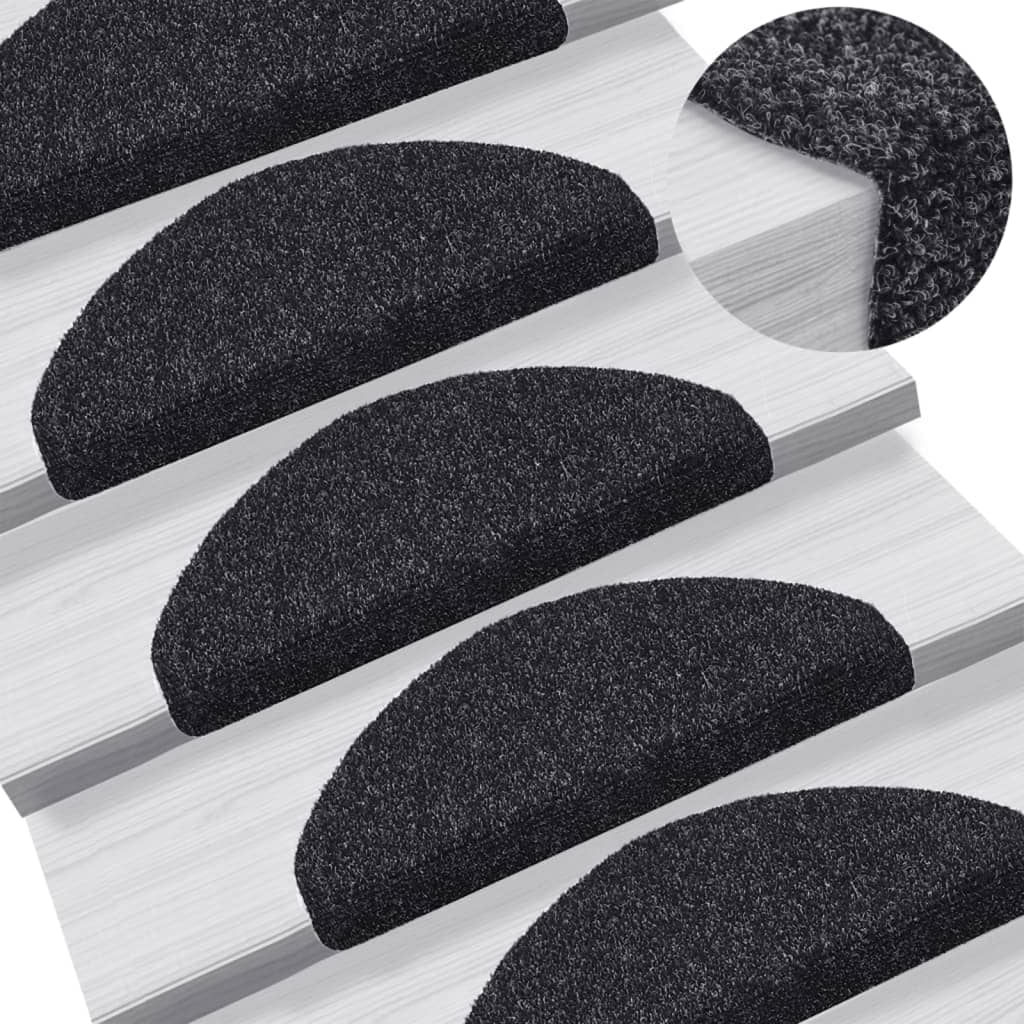 15 pcs Self-adhesive Stair Mats Needle Punch 65x21x4 cm Black - Direct Imports