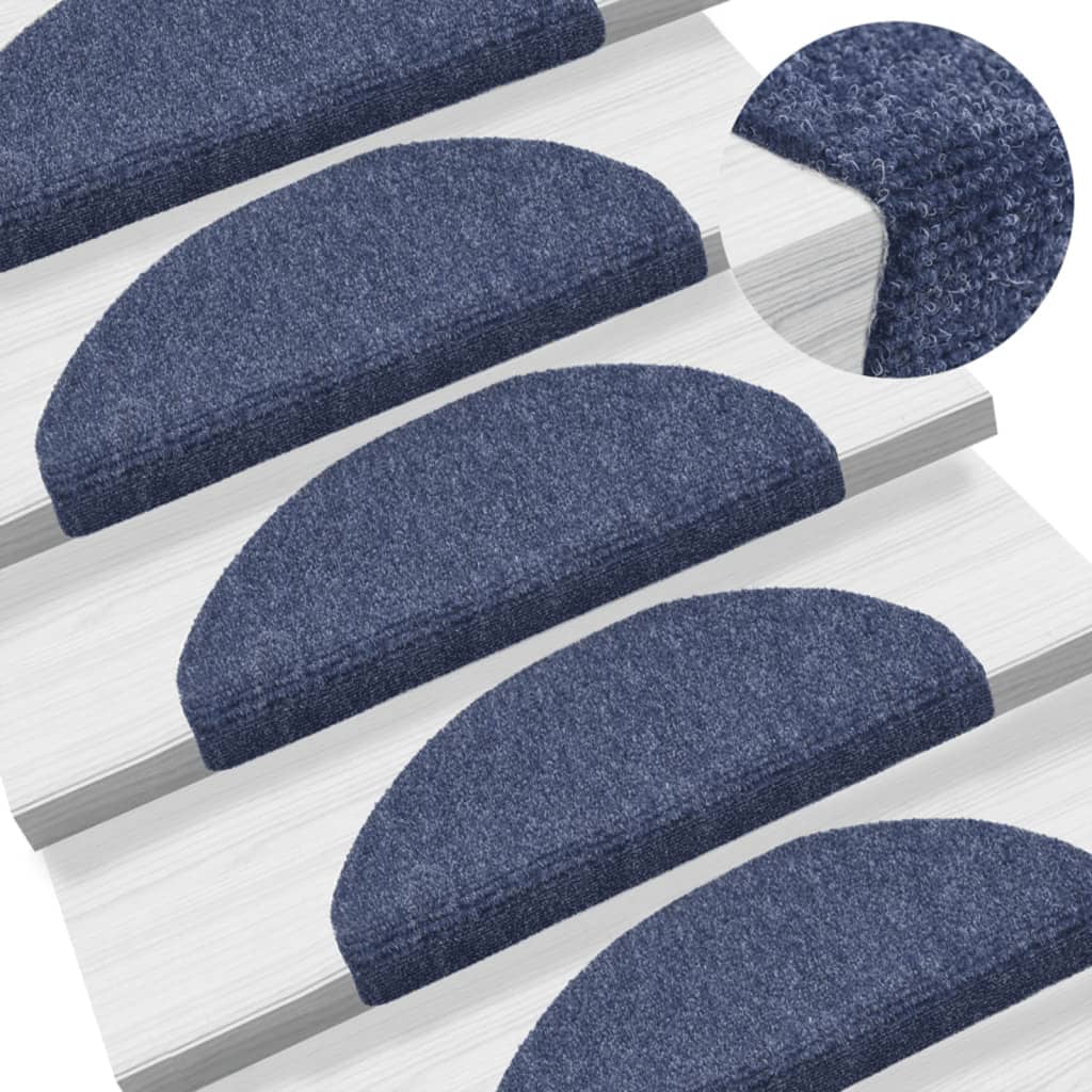 15 pcs Self-adhesive Stair Mats Needle Punch 65x21x4 cm Blue - Style and Chic