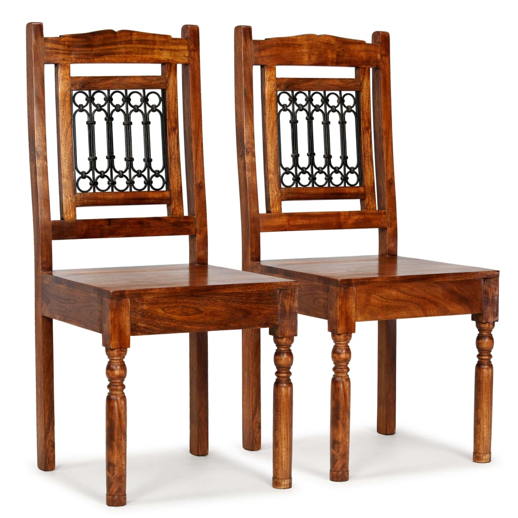 Dining Chairs 2 pcs Solid Wood with Honey-coloured Finish Classic - Decor Base