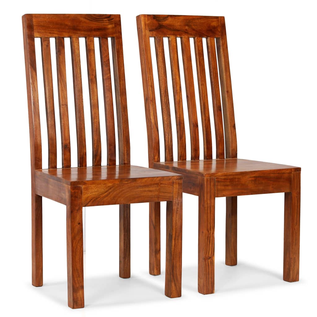 Dining Chairs 2 pcs Solid Wood with Honey Finish Modern - Merlin Deals
