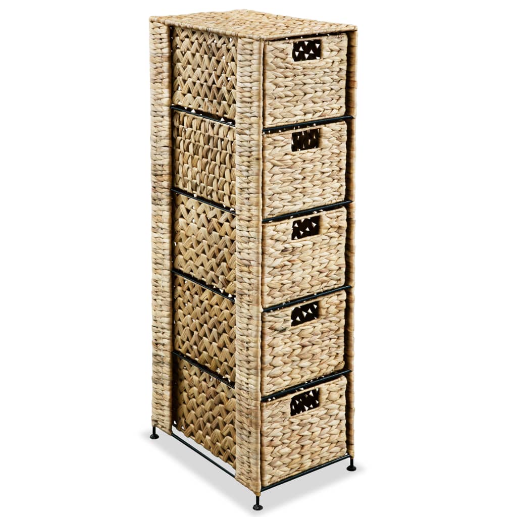 Storage Unit with 5 Baskets 25.5x37x100 cm Water Hyacinth - Merlin Deals